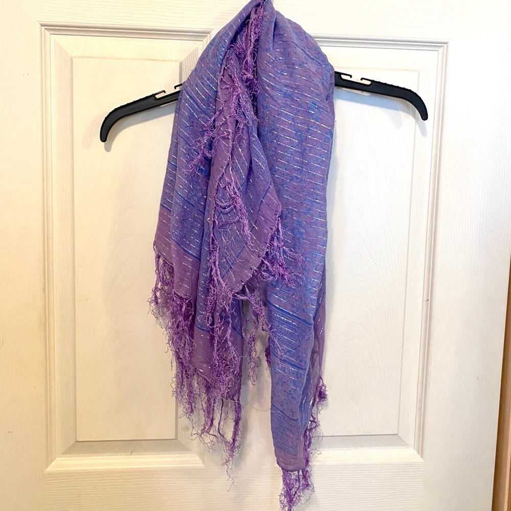 Vintage purple sparkle tassel scarf
